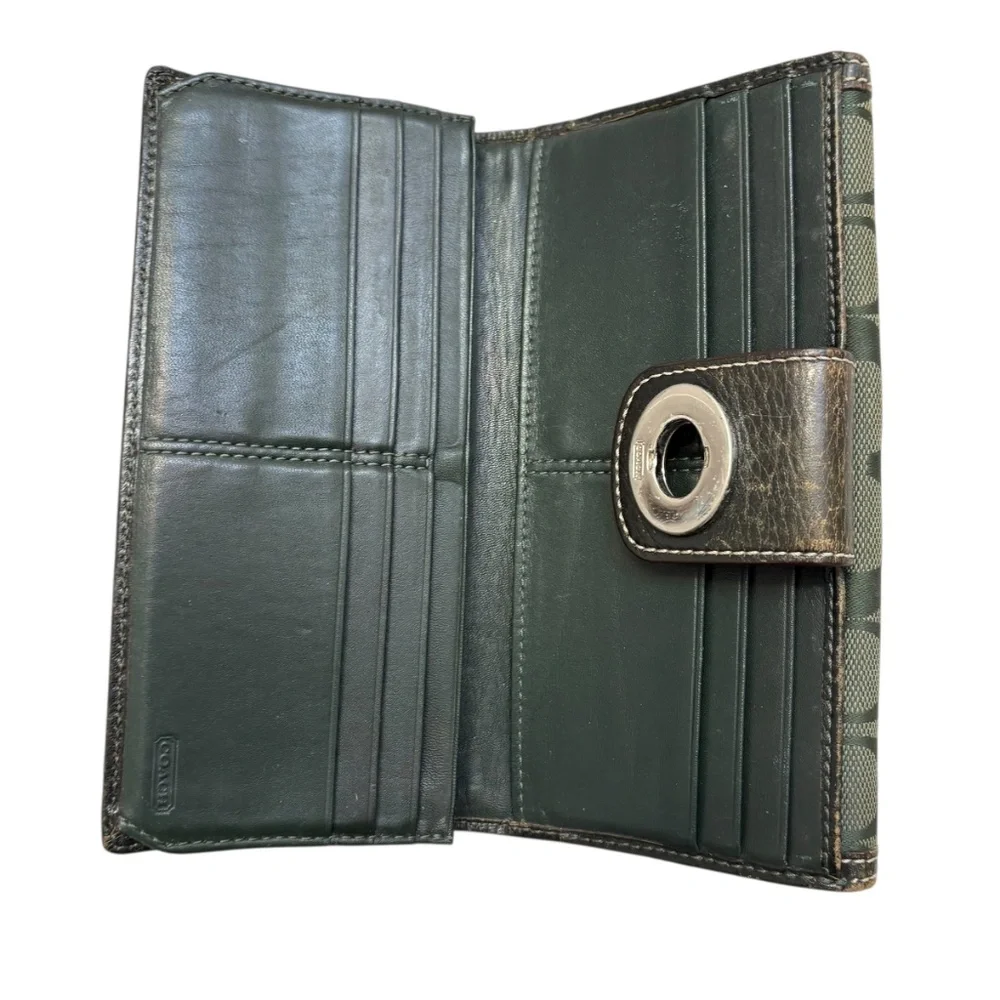 Coach vintage y2k signature dark green long turnlock wallet - Picture 12 of 13